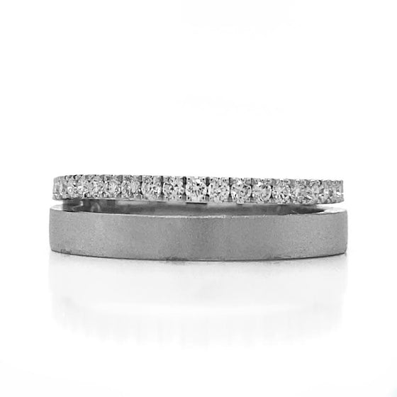 Diamond Designs White 18K Gold Two-Row Diamond Wedding Band Size 6.5*