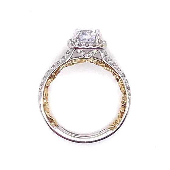 ArtCarved White & Yellow 14 Karat Gold Diamond Engagement Ring Mounting Size 6.5 *