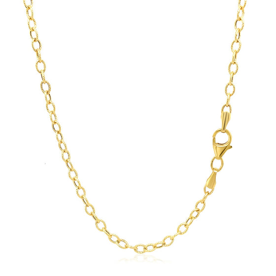 14k Yellow Gold Pendant Chain with Textured Links (2.50 mm)