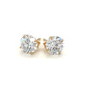 14k Yellow Gold Stud Earrings with White Hue Faceted Cubic Zirconia(7mm)