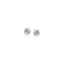  14k Yellow Gold Stud Earrings with Faceted White Cubic Zirconia(2mm)