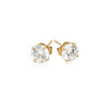 14k Yellow Gold Stud Earrings with White Hue Faceted Cubic Zirconia(5mm)