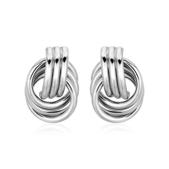 Polished Love Knot Earrings with Interlocking Rings in Sterling Silver(15mm)