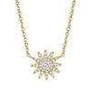 Shy Creation Yellow 14 Karat Gold Diamond Starburst Necklace *