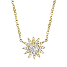  Shy Creation Yellow 14 Karat Gold Diamond Starburst Necklace *