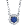 Shy Creation White 14 Karat Gold Sapphire Diamonds Halo Pendant *