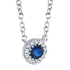 Shy Creation White 14 Karat Gold Sapphire Diamonds Halo Pendant *