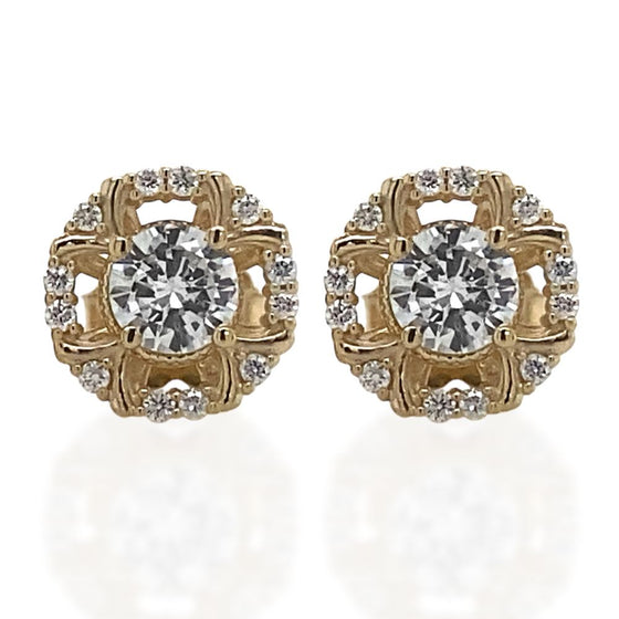 Diamond Designs Yellow Gold Diamond Halo Earrings