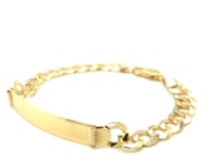 14k Yellow Gold 8 1/2 inch Mens Curb Chain ID Bracelet