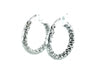 Sterling Silver Polished Rhodium Plated Faceted Hoop Style Earrings(3x15mm)