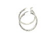 Sterling Silver Rhodium Plated Twist Style Hoop Diamond Cut Earrings (20mm)