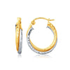 14k Two-Tone Gold Interlaced Hoop Earrings with Hammered Texture - Diamond Designs