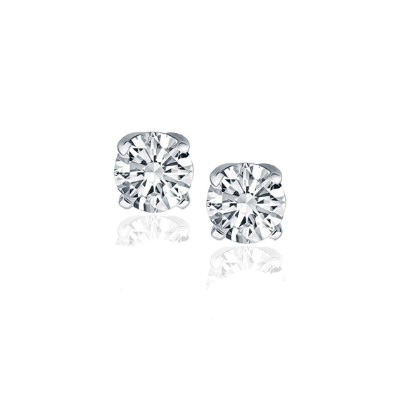 14k White Gold Diamond Four Prong Stud Earrings (1 cttw) - Diamond Designs