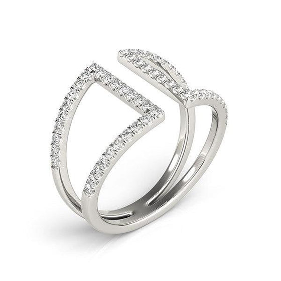 14k White Gold Open Style Dual Band Ring with Diamonds (1/2 cttw) - Diamond Designs