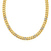 14k Yellow Gold 18 inch Polished Curb Chain Necklace with Diamonds - Diamond Designs