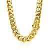 14k Yellow Gold 18 inch Polished Curb Chain Necklace with Diamonds - Diamond Designs