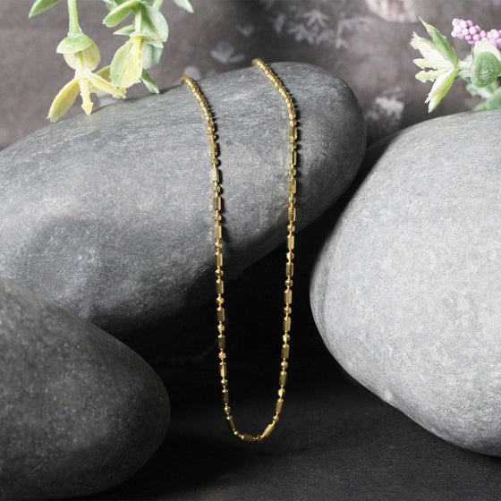 14k Yellow Gold Diamond-Cut Alternating Bead Chain 1.5mm - Diamond Designs