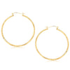 14k Yellow Gold Fancy Diamond Cut Extra Large Hoop Earrings (45mm Diameter) - Diamond Designs