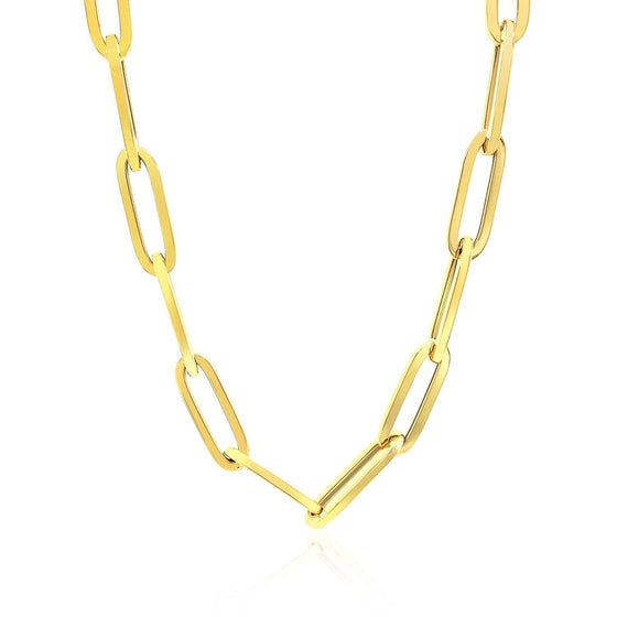 14K Yellow Gold Wide Paperclip Chain (6.1mm) - Diamond Designs