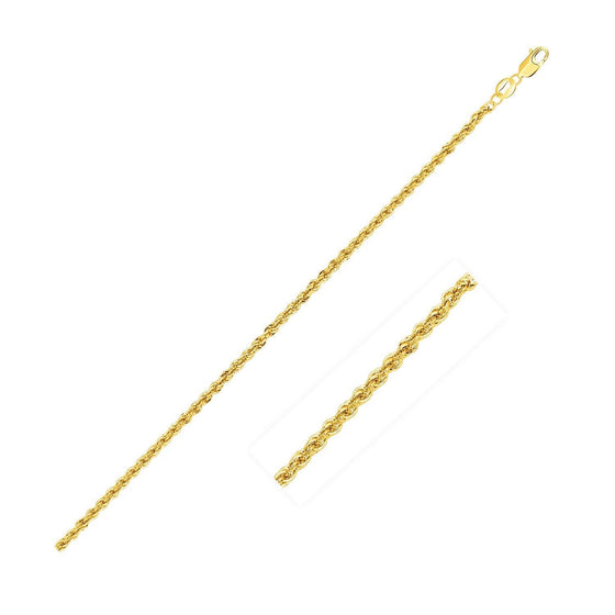 2.0mm 14k Yellow Gold Light Rope Chain - Diamond Designs