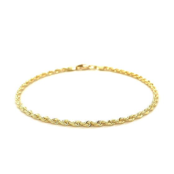 2.5mm 14k Yellow Gold Solid Diamond Cut Rope Bracelet - Diamond Designs