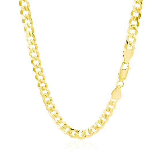 5.7mm 14k Yellow Gold Solid Curb Chain - Diamond Designs