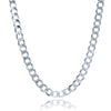 Rhodium Plated 7.9mm Sterling Silver Curb Style Chain