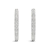 14k White Gold Diamond Hoop Double Sided Three Row Earrings (2 cttw)