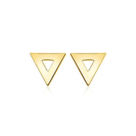 14k Yellow Gold Polished Open Triangle Post Earrings