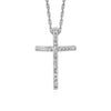 Narrow Cross Pendant with Diamonds in Sterling Silver - Diamond Designs