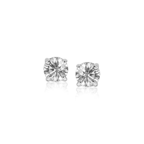 Sterling Silver 4mm Faceted White Cubic Zirconia Stud Earrings - Diamond Designs