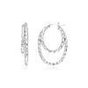 Sterling Silver Double Oval Textured Hoop Earrings - Diamond Designs