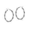 Sterling Silver Oval Hoop Braided Diamond Cut Earrings - Diamond Designs