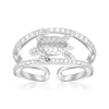 Sterling Silver Rhodium Plated Open Toe Ring with a Turtle Accent - Diamond Designs